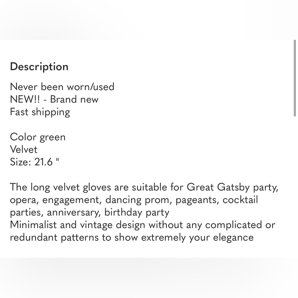 Velvet Tea Party Elbow Gloves Green New - Picture 7 of 7